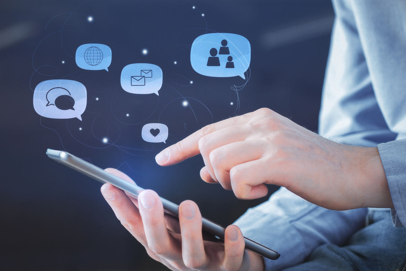 social media concept with digital tablet